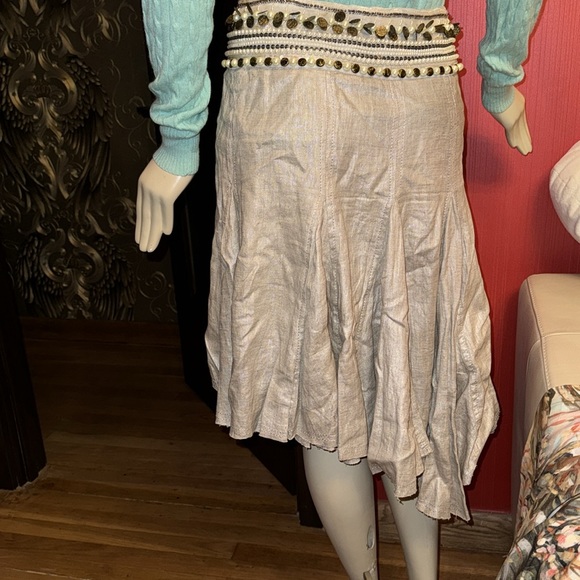 Gizia metallic linen embellished belt high low skirt EU 36 - Picture 6 of 15